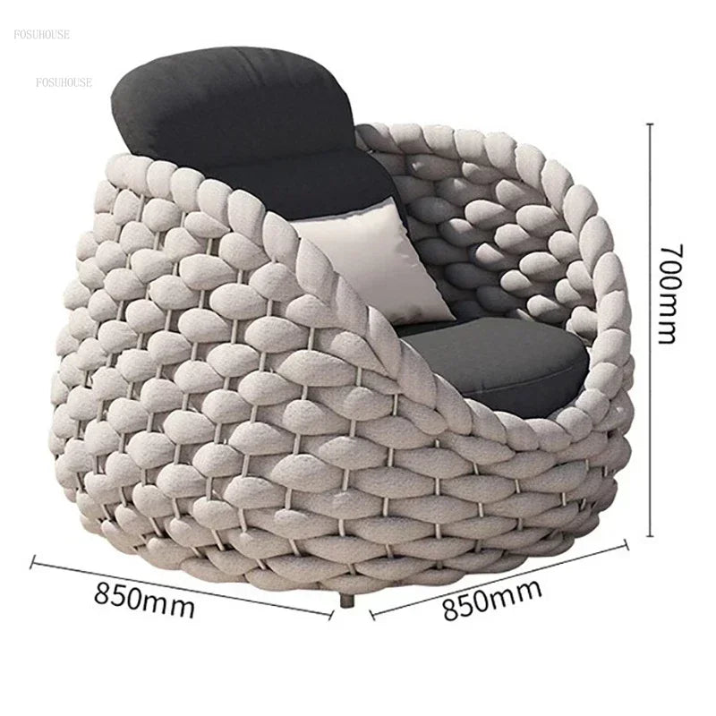 Nordic Rattan Outdoor Beach Chairs Villa Backrest Sofa Designer Coffee Table