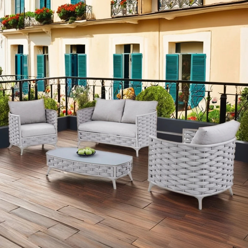 Modern Luxury Outdoor Aluminum Rope Patio Sofa Set