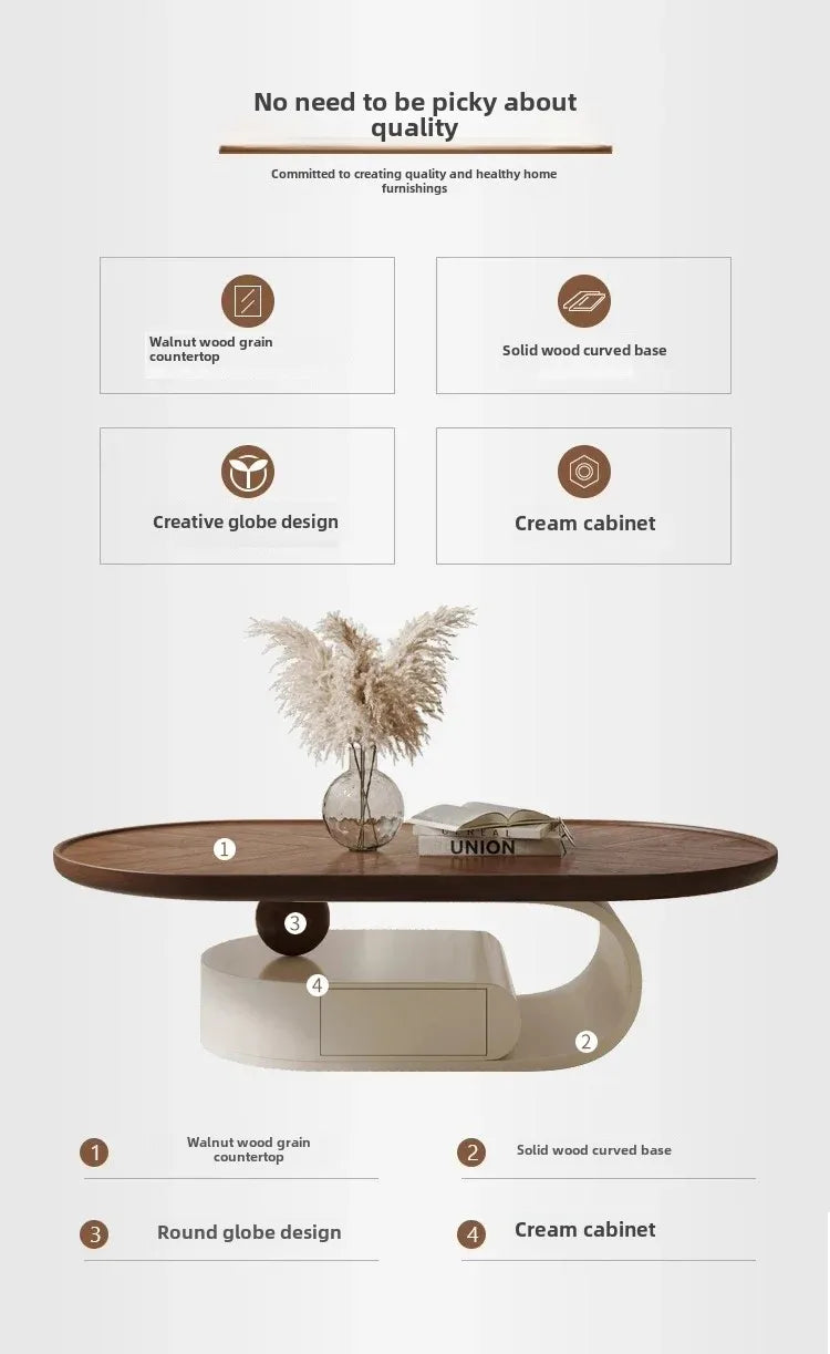 Antique Walnut Round Coffee Table – Modern Minimalist Side & Tea Table ☕✨
