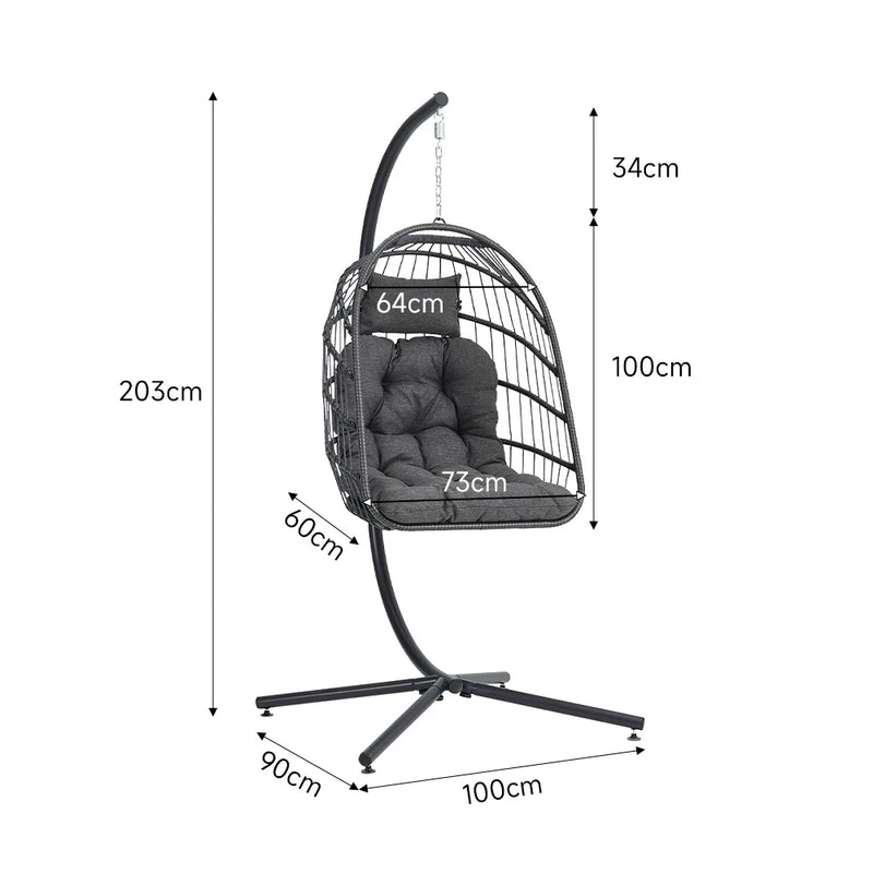 Woven Hanging Egg Chair with Stand & Cushions – Indoor/Outdoor Leisure Swing 🪶✨