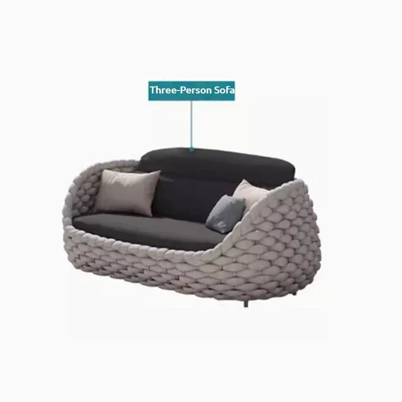 Nordic Rattan Outdoor Beach Chairs Villa Backrest Sofa Designer Coffee Table