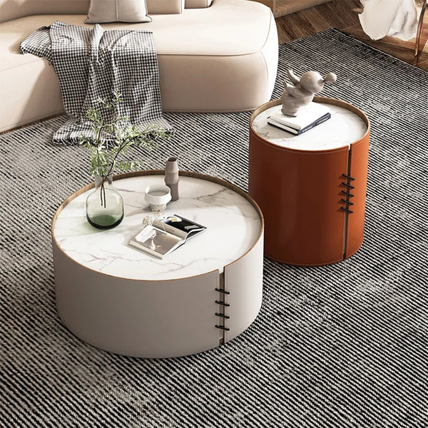Luxury Round Coffee Table Set – Modern Living Room Design with Storage