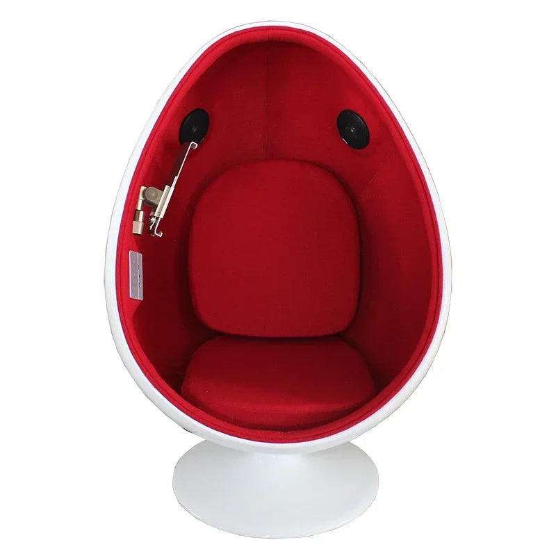 XZQ Oval Eggshell Ball Chair 🎧 Modern Fiberglass Bubble Chair with Built-in Audio