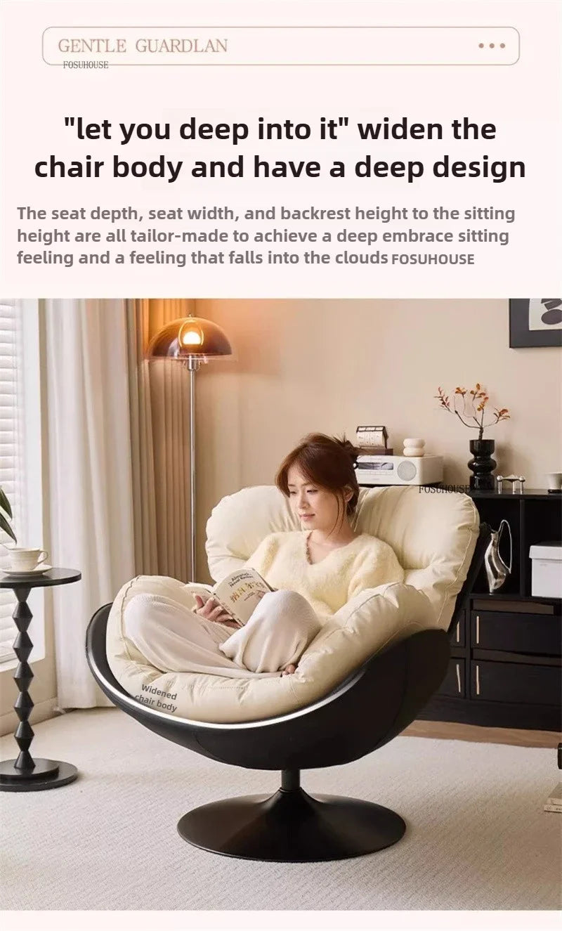 🪶 Balcony Leisure Swivel Eggshell Chair – Light Luxury Single Sofa for Modern Living 🛋️✨