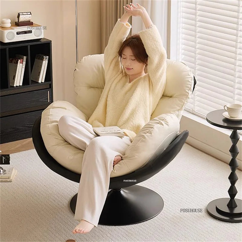 🪶 Balcony Leisure Swivel Eggshell Chair – Light Luxury Single Sofa for Modern Living 🛋️✨