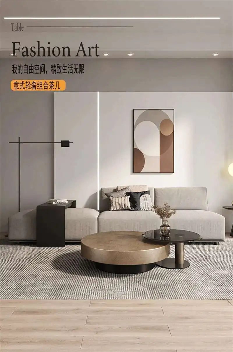 Luxury Round Coffee Table – Stainless Steel & Tempered Glass Design