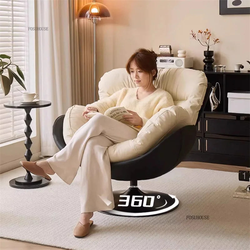 🪶 Balcony Leisure Swivel Eggshell Chair – Light Luxury Single Sofa for Modern Living 🛋️✨