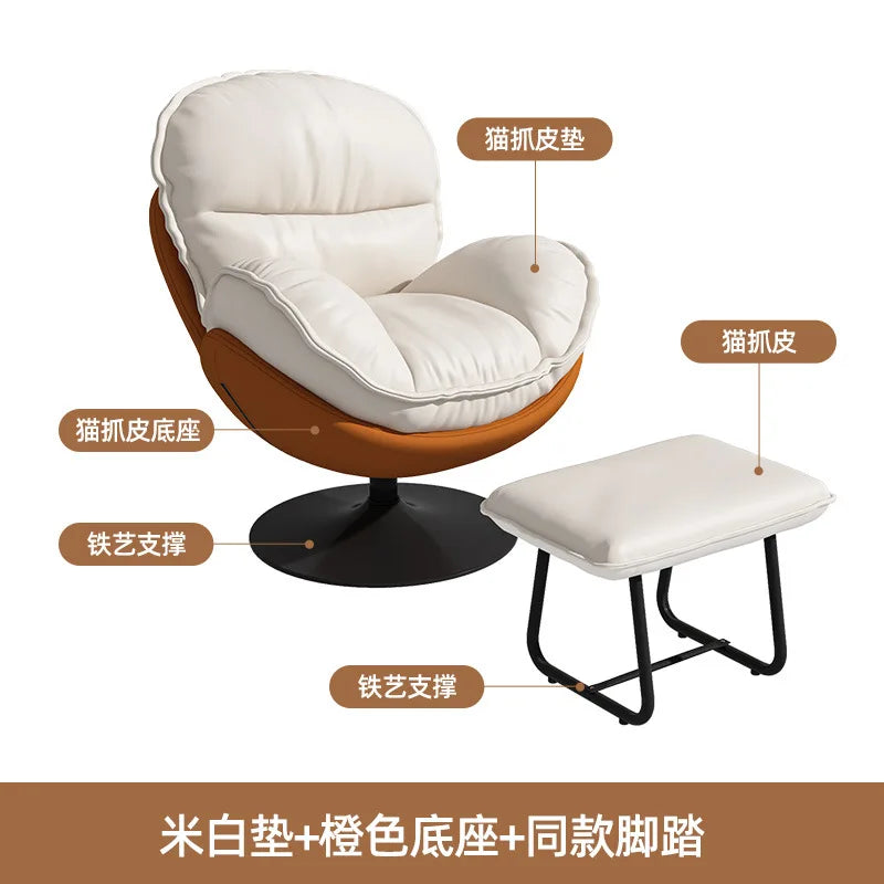 Penguin Hug Egg Chair – Luxury Rotating Lounge Recliner for Living Room 🐧✨