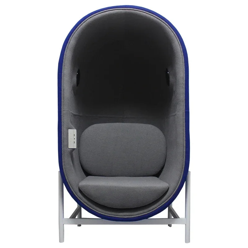 XZQ Oval Eggshell Ball Chair 🎧 Modern Fiberglass Bubble Chair with Built-in Audio