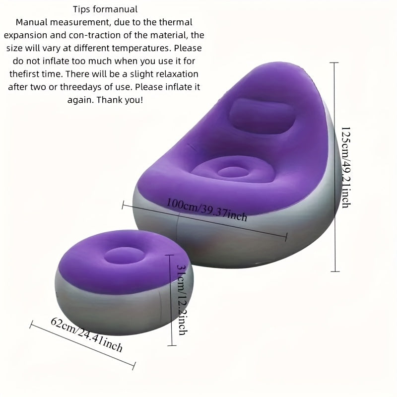 Portable Inflatable Lounge Chair with Footrest – Quick Inflate Outdoor Recliner