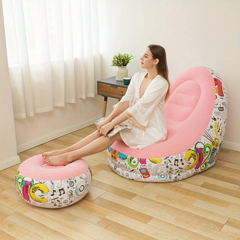 Inflatable Lounge Chair with Footrest – Foldable & Portable PVC Relax Chair