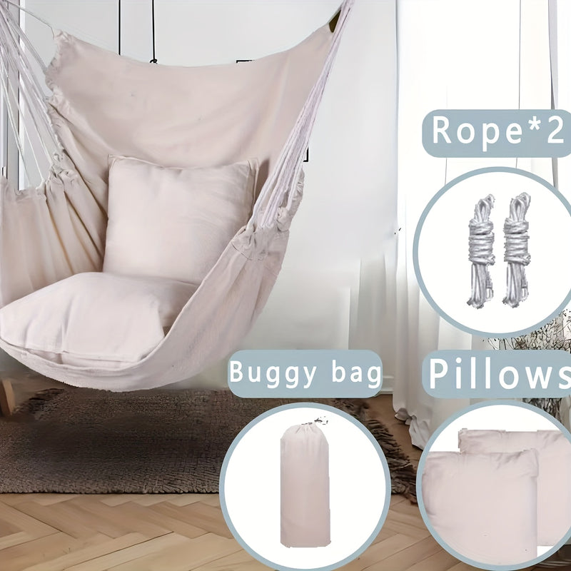 Hanging Hammock Chair with Cushions & Ropes – Durable Outdoor Swing Seat