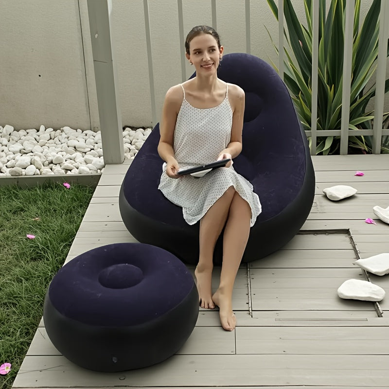 Portable Inflatable Lounge Chair with Footrest – Quick Inflate Outdoor Recliner