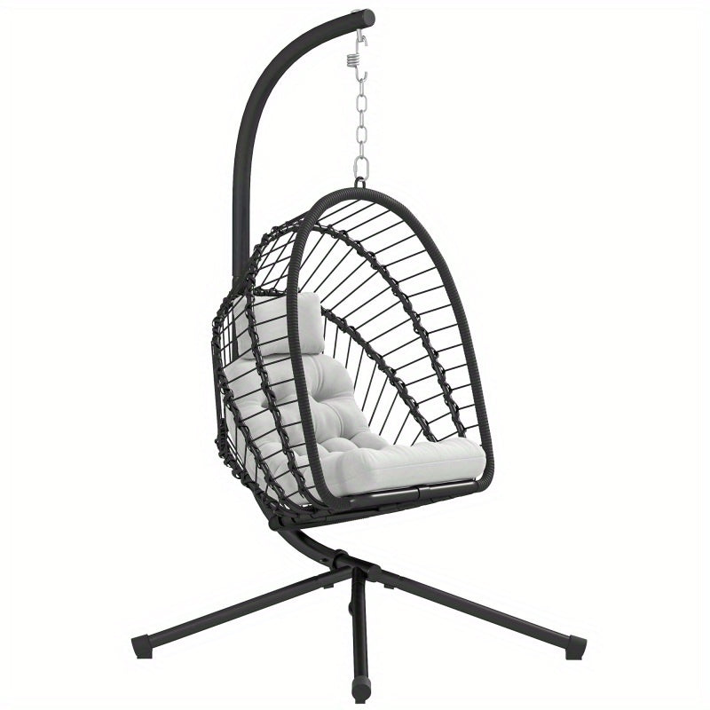 Outsunny Rattan Egg Swing Chair with Cushion & Stand – Indoor/Outdoor Use