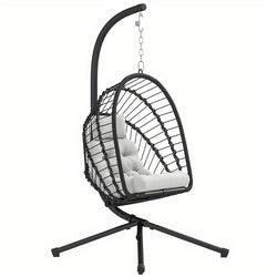 Outsunny Rattan Egg Swing Chair with Cushion & Stand – Indoor/Outdoor Use