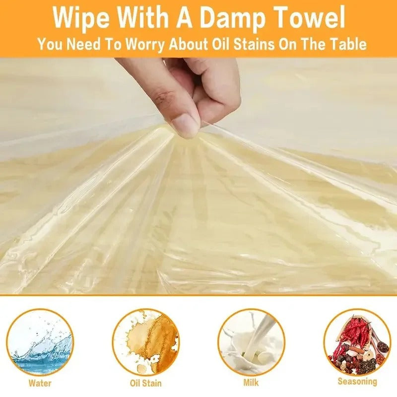 Fitted Round Elastic Tablecloth Transparent Waterproof Oil-Proof Table Cover