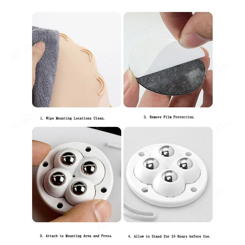 4 PCs Adhesive Furniture Wheels - Universal Roller for Easy Moving